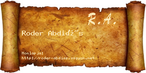 Roder Abdiás névjegykártya